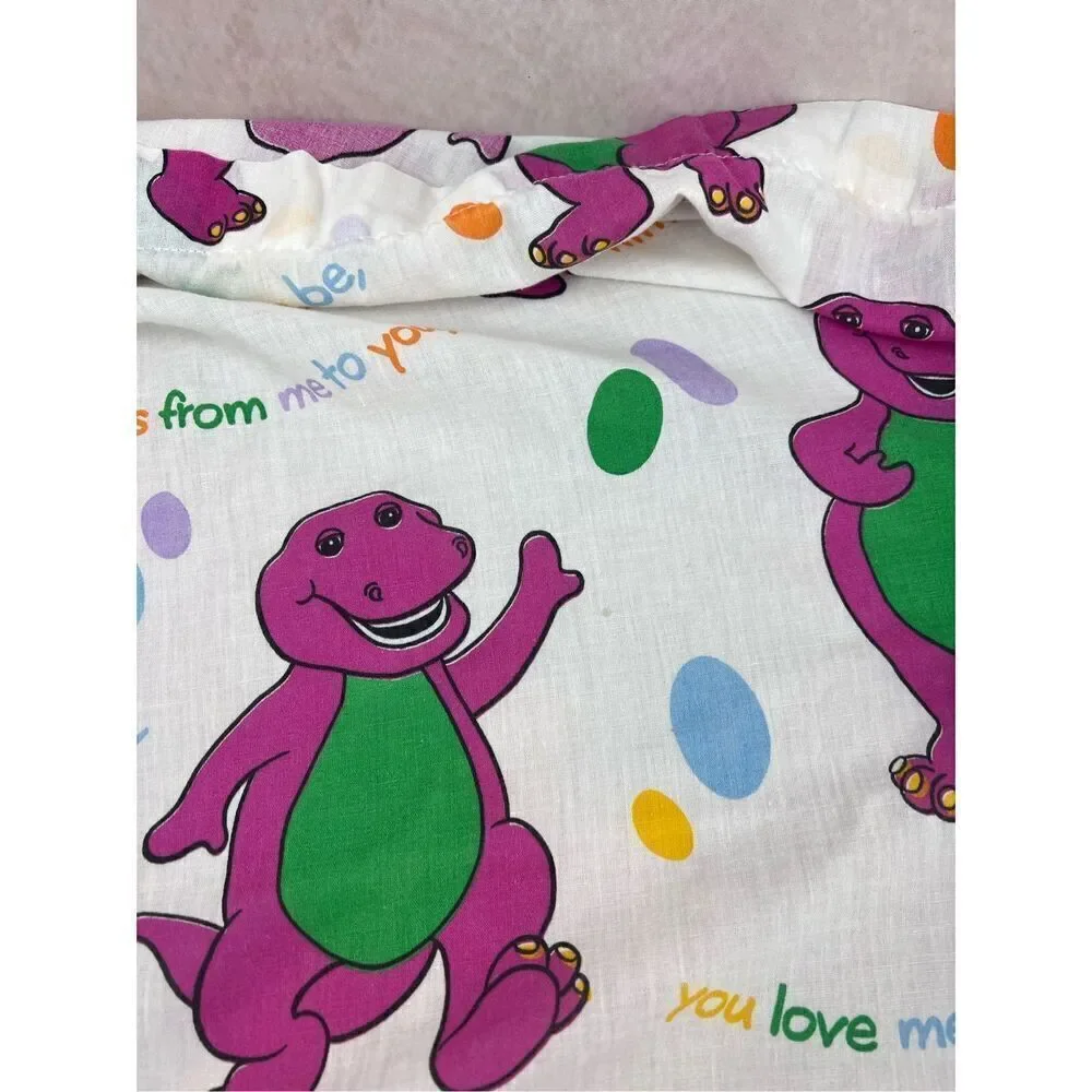 Vintage 1992 Barney Dinosaur Full Flat Sheet